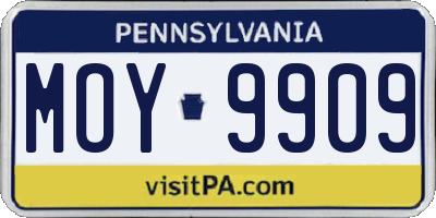 PA license plate MOY9909