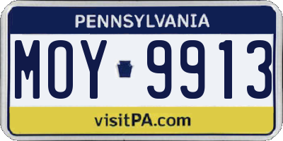 PA license plate MOY9913