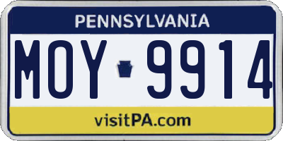 PA license plate MOY9914