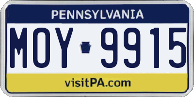 PA license plate MOY9915