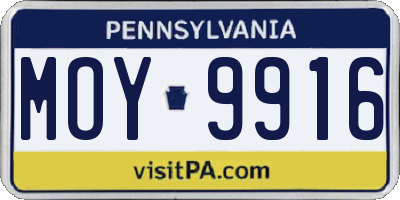 PA license plate MOY9916
