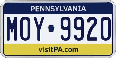 PA license plate MOY9920