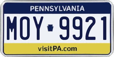 PA license plate MOY9921