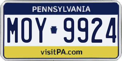 PA license plate MOY9924