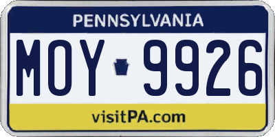 PA license plate MOY9926