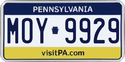 PA license plate MOY9929
