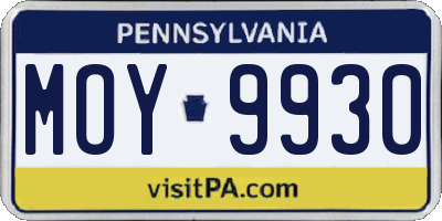PA license plate MOY9930
