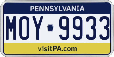PA license plate MOY9933