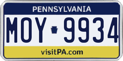 PA license plate MOY9934