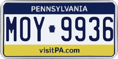 PA license plate MOY9936