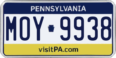 PA license plate MOY9938