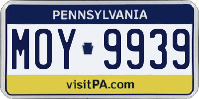 PA license plate MOY9939