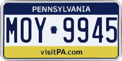 PA license plate MOY9945
