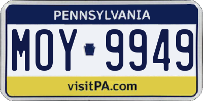 PA license plate MOY9949