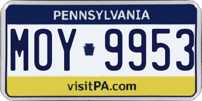 PA license plate MOY9953