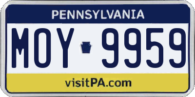 PA license plate MOY9959