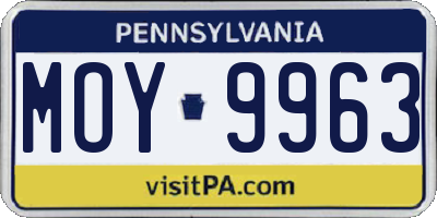 PA license plate MOY9963