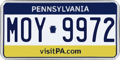 PA license plate MOY9972