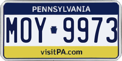 PA license plate MOY9973