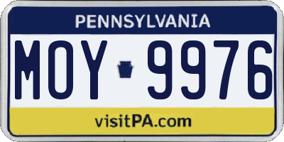 PA license plate MOY9976