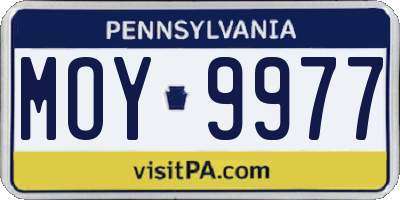 PA license plate MOY9977