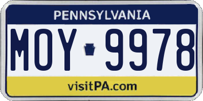 PA license plate MOY9978