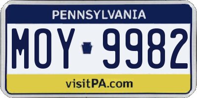 PA license plate MOY9982
