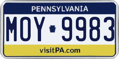 PA license plate MOY9983
