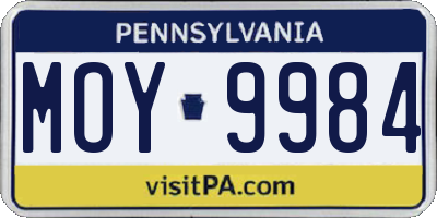 PA license plate MOY9984