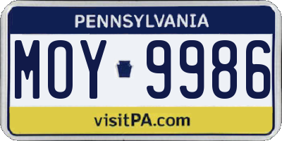 PA license plate MOY9986