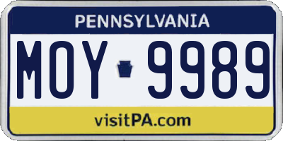 PA license plate MOY9989