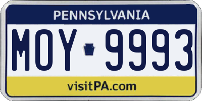 PA license plate MOY9993