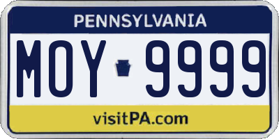 PA license plate MOY9999