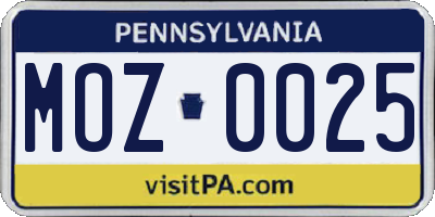 PA license plate MOZ0025
