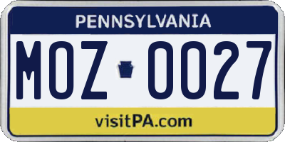 PA license plate MOZ0027