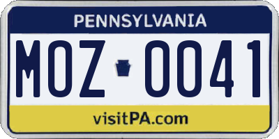 PA license plate MOZ0041