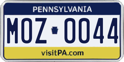 PA license plate MOZ0044