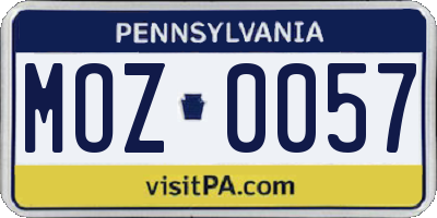 PA license plate MOZ0057