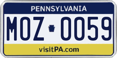 PA license plate MOZ0059