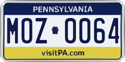 PA license plate MOZ0064