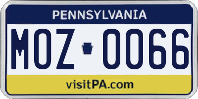 PA license plate MOZ0066