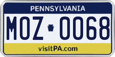 PA license plate MOZ0068
