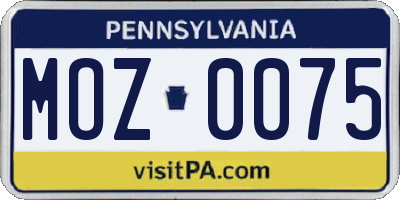 PA license plate MOZ0075