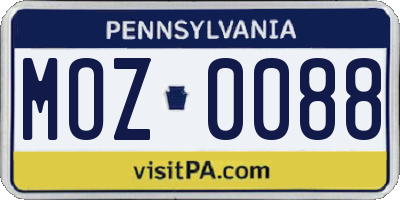 PA license plate MOZ0088