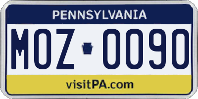 PA license plate MOZ0090