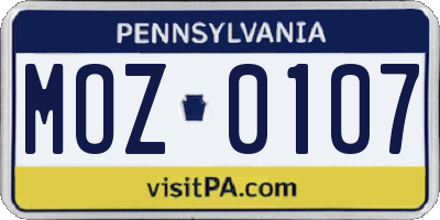PA license plate MOZ0107