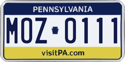 PA license plate MOZ0111