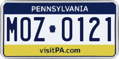 PA license plate MOZ0121