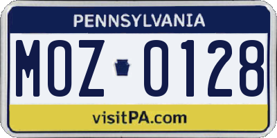 PA license plate MOZ0128