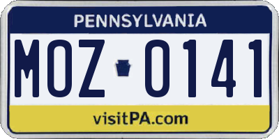 PA license plate MOZ0141
